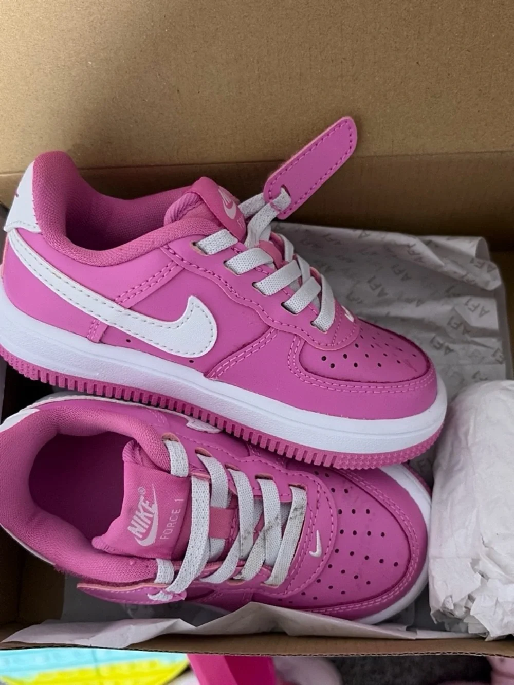 Nike Kids Pink and White Lace-Up Sneakers